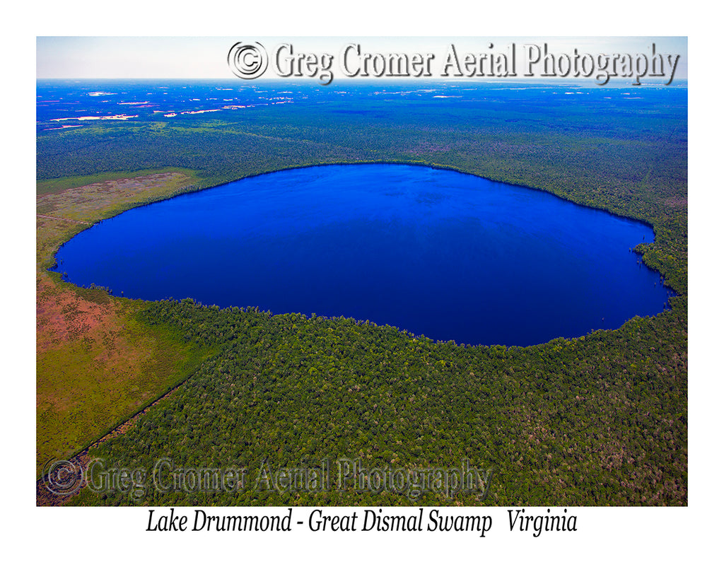 Aerial Photo of Lake Drummond and The Great Dismal Swamp, Suffolk, Virginia