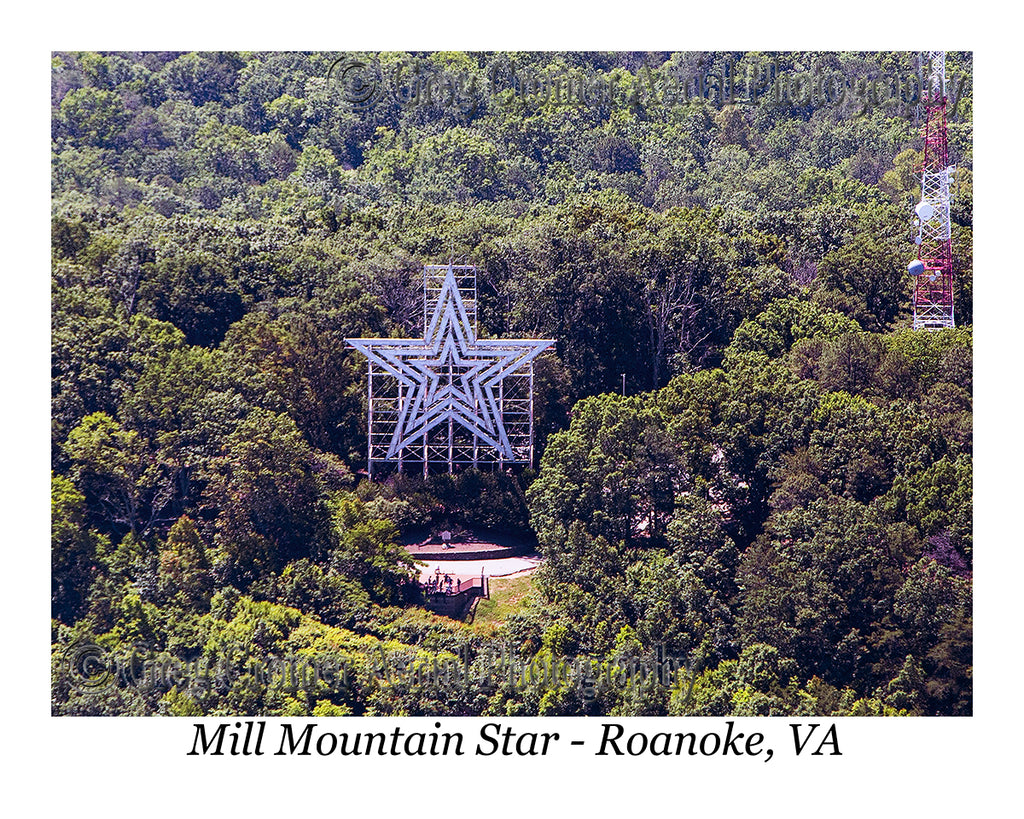 Aerial Photo of Mill Mountain Star - Roanoke, Virginia