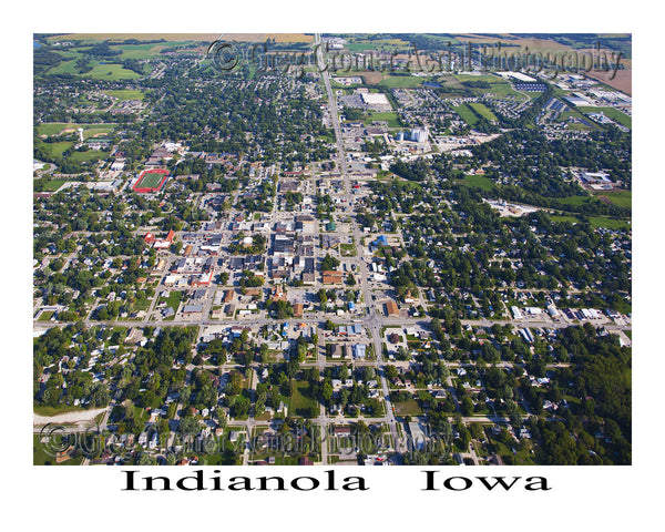 Aerial Photo of Indianola Iowa- Downtown View