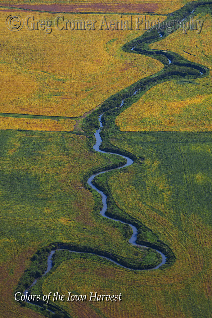 Aerial Photo - Meander - from the Colors of the Iowa Harvest Series - Iowa