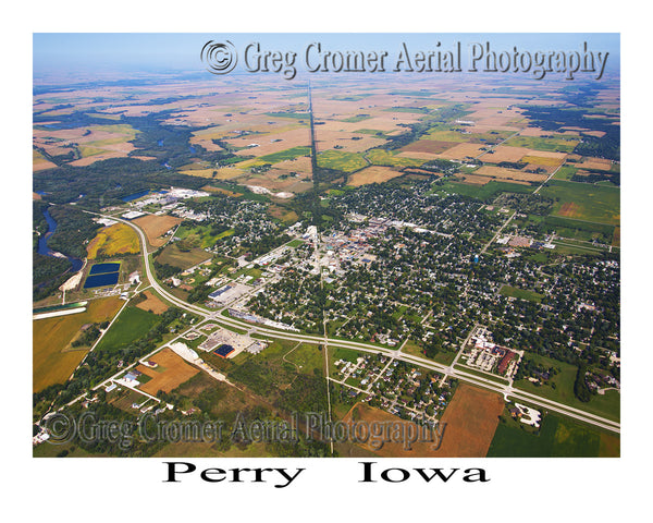 Aerial Photo of Perry Iowa - Downtown View