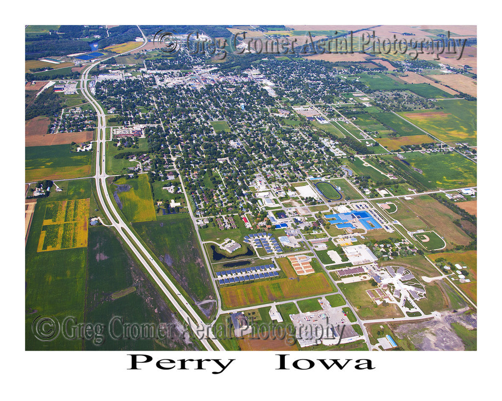 Aerial Photo of Perry Iowa - Wide Angle View