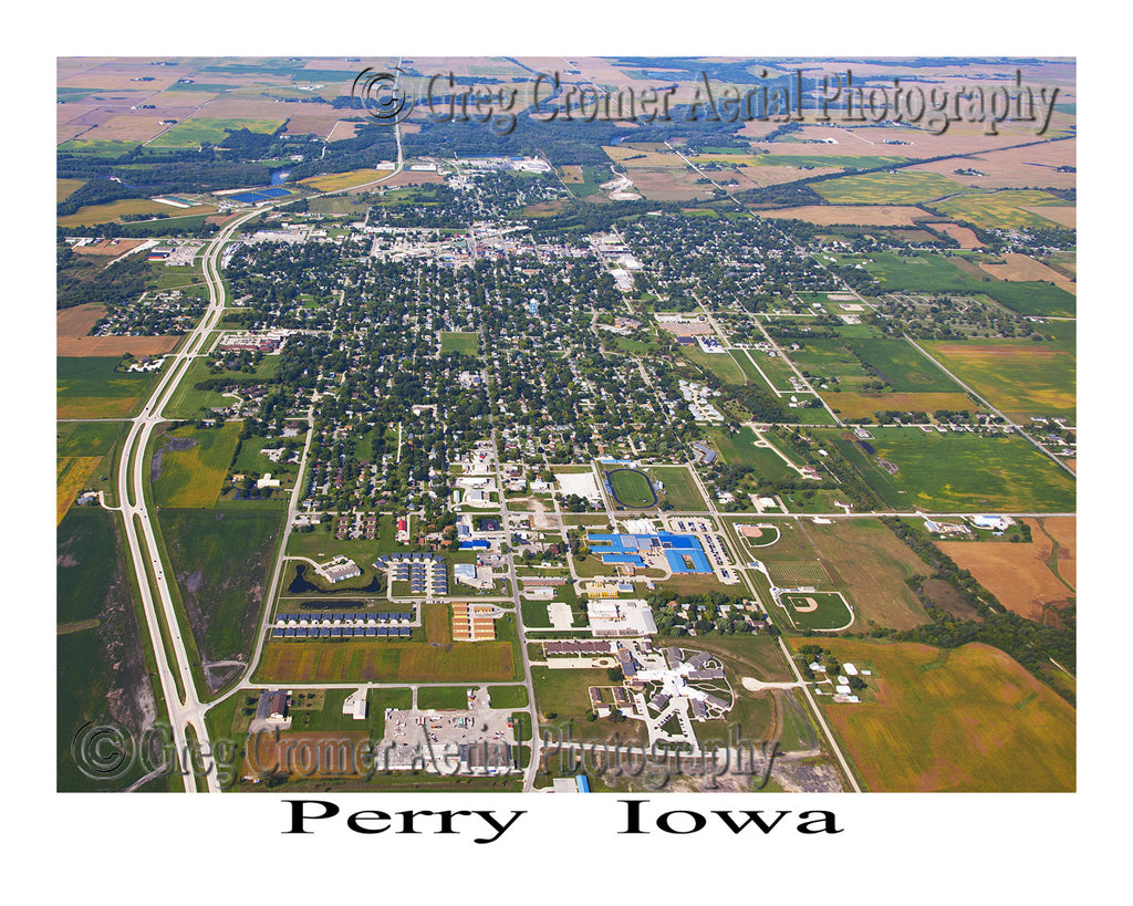 Aerial Photo of Perry Iowa - Wide Angle View