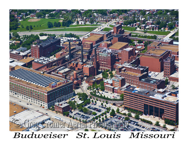 Aerial photo of Budweiser Headquarters and Distillary St. Louis Missouri