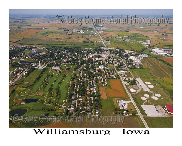 Aerial Photo of Williamsburg Iowa - Due North View