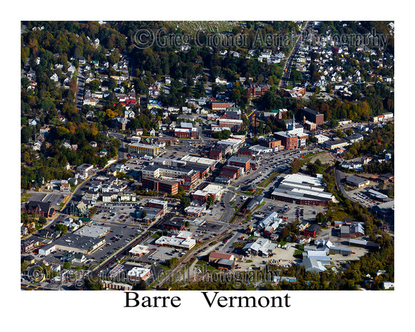 Aerial Photo of Barre, Vermont - Downtown View