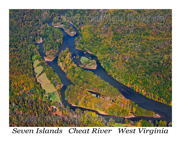 Aerial Photo of Seven Islands - Cheat River, West Virginia