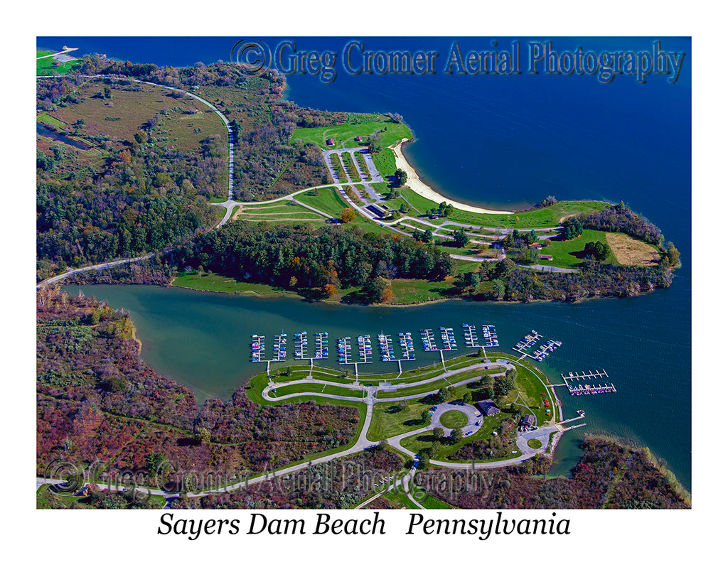 Copy of Aerial Photo of Sayers Dam Beach - Bald Eagle State Park - Howard, Pennsylvania