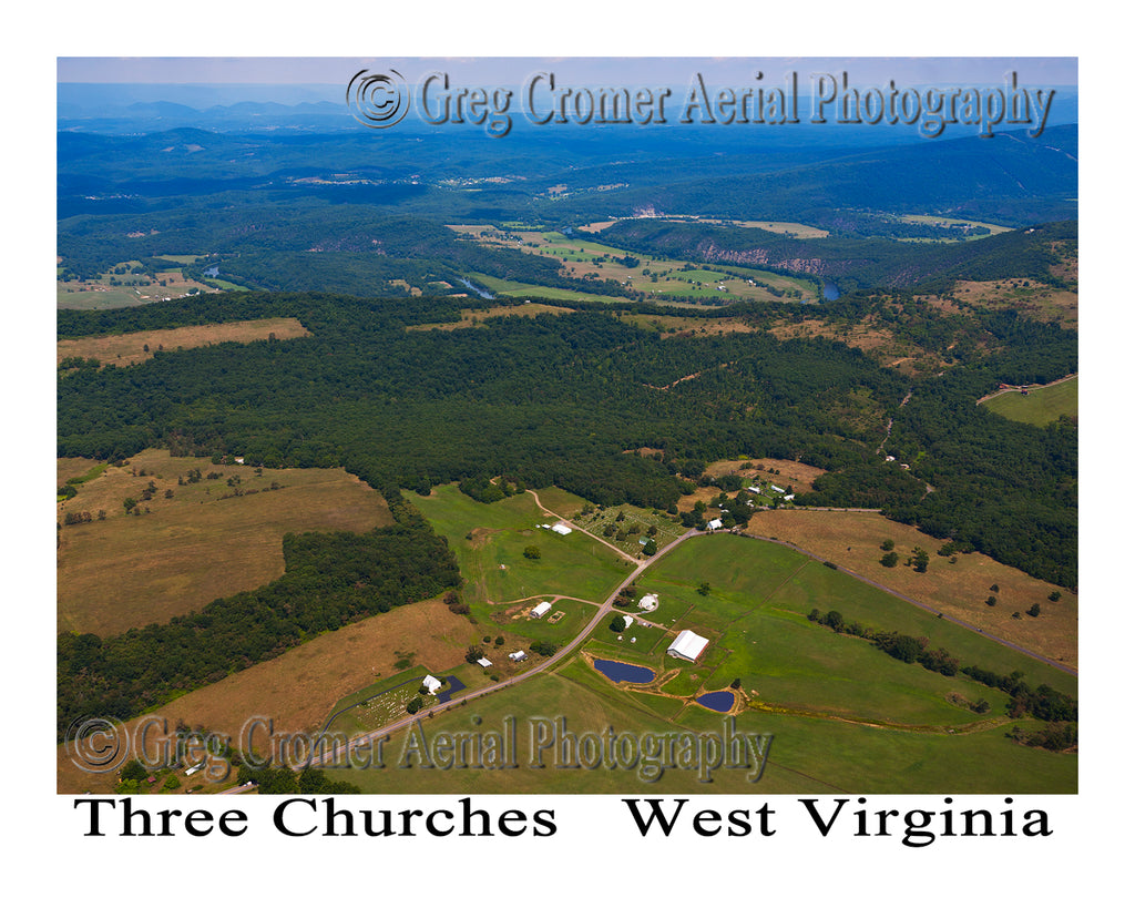 Aerial Photo of Three Churches, West Virginia