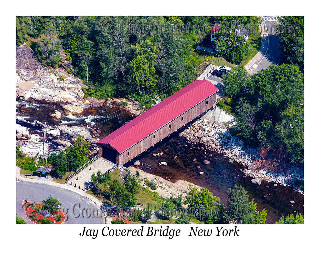 Aerial Photo of Jay Covered Bridge, Jay, New York