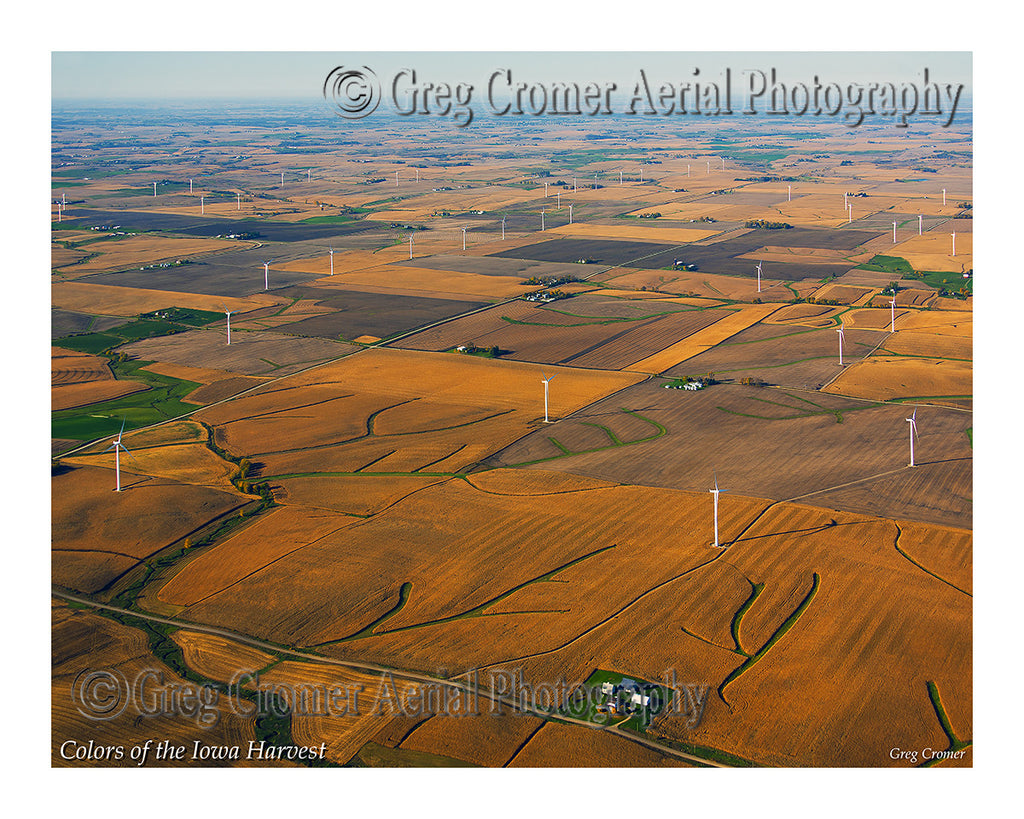 Aerial Photo - Windmills on the Iowa Praire - from the Colors of the Iowa Harvest Series - Iowa